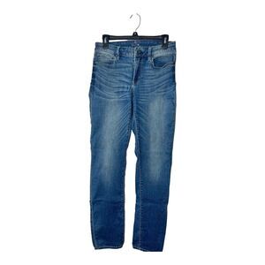 White House Black Market Women's Blue Solid Mid Rise Straight Jeans Size 4